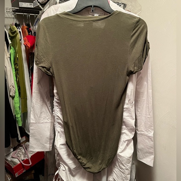 Free People Me Oh My Olive Green V-Neck Short Sleeve Bodysuit - Picture 5 of 7